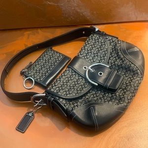 Black and grey Coach purse and matching wallet